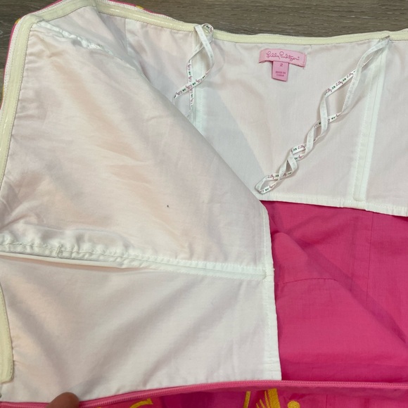 Lilly Pulitzer Strapless Dress Bowen Bumblebee Pink Yellow Size 2 - Picture 8 of 15